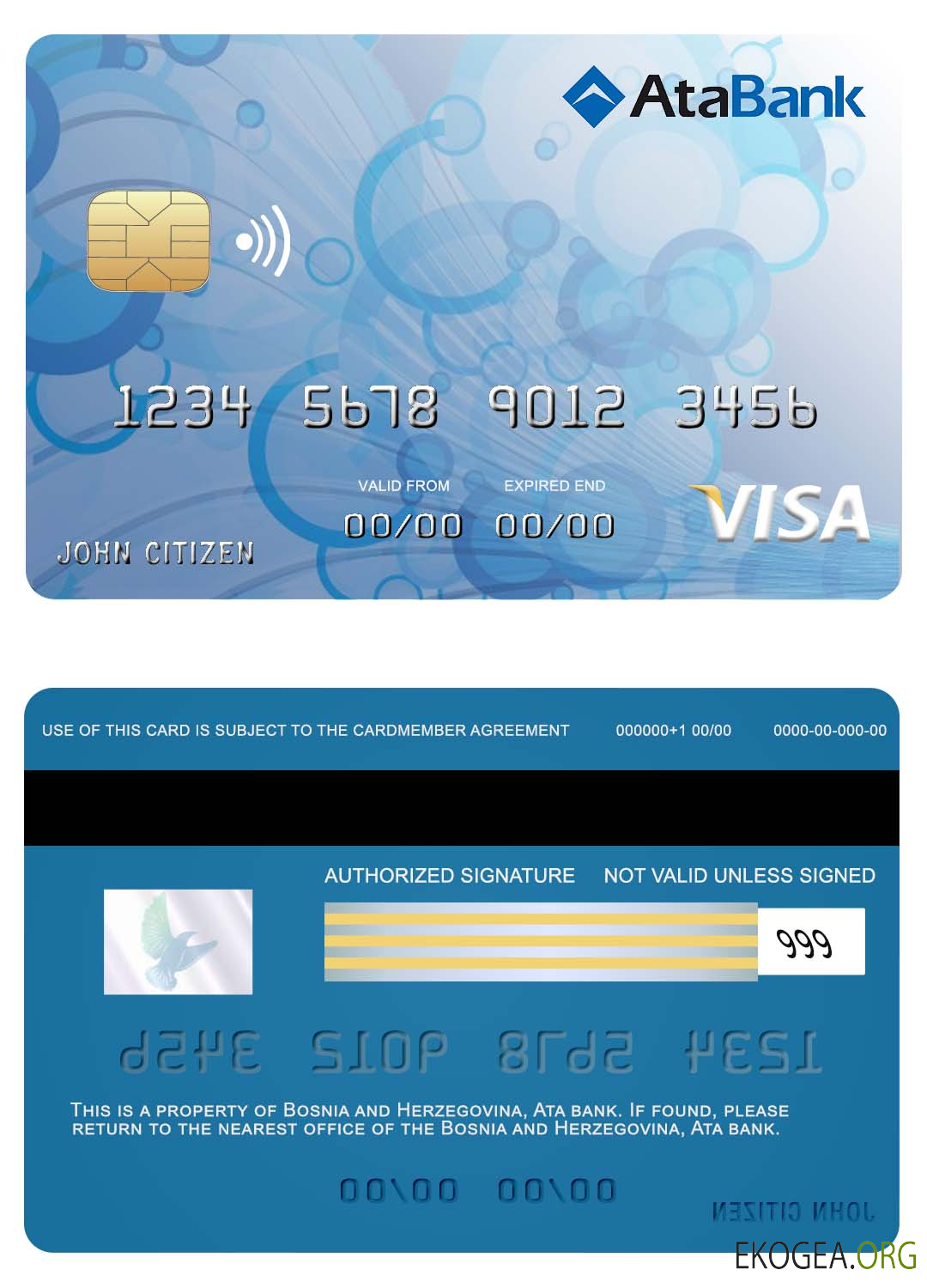 Carte visa bancaire Ata de Bosnie Herzégovine